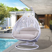 White wicker hanging double seater egg swing modern chair main photo
