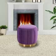 Purple velvet upholstery modern round ottoman main photo