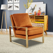 Beautiful gold legs and luxe soft cushions chair in orange marmalade main photo