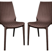 Brown finish plastic outdoor dining chair/ set of 2