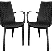 Black finish plastic outdoor arm dining chair/ set of 2 main photo