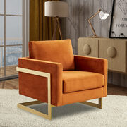 Orange marmalade elegant velvet chair w/ gold metal legs main photo