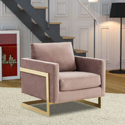 Pink elegant velvet chair w/ gold metal legs main photo