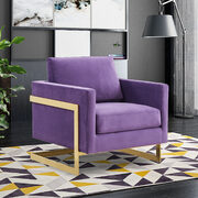 Purple elegant velvet chair w/ gold metal legs main photo