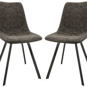 Gray leather dining chair with black metal legs/ set of 2 main photo