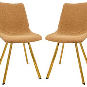 Light brown leather dining chair with gold metal legs/ set of 2 main photo