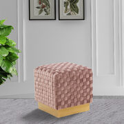 Pink velvet modern square ottoman main photo
