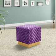 Purple velvet modern square ottoman main photo
