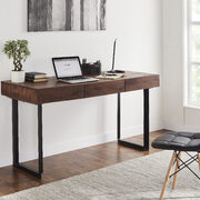 Modern office computer desk in walnut/gray main photo