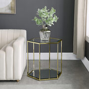 Glam style end table set in hexagon shape