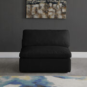 Modular armless chair in black velvet main photo