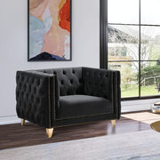 Black velvet / gold nailheads stylish chair main photo