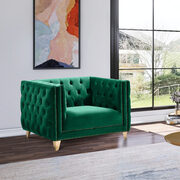 Green velvet / gold nailheads stylish chair main photo