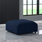 Modular style navy blue linen fabric ottoman