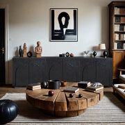 Art-deco style modular 3pcs sideboard / buffet in black