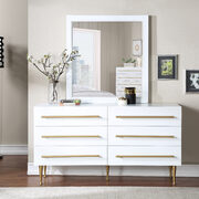 White contemporary style dresser w/ gold handles main photo
