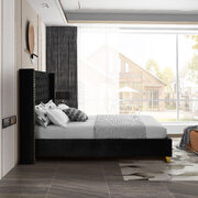 Modern gold legs / nailheads black velvet full bed main photo