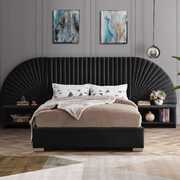 Elegant channel tufted radial design velvet bed main photo