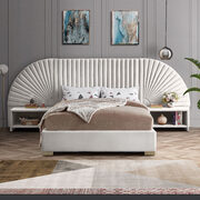 Elegant channel tufted radial design velvet bed main photo