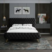Black tufted uplholstered contemporary king bed main photo