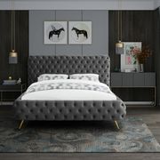 Gray tufted uplholstered contemporary king bed main photo