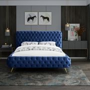 Navy tufted uplholstered contemporary king bed main photo