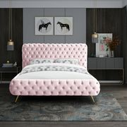 Pink tufted uplholstered contemporary king bed main photo