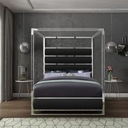 Faux leather / chrome platform canopy king bed main photo