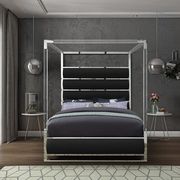 Faux leather / chrome platform canopy king bed