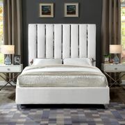 White velvet bed w/ vertical slice style headboard main photo