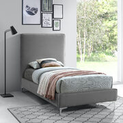 Velvet fabric casual design stand-alone twin bed main photo