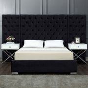 Contemporary black bed w/ side panels in tufted style main photo