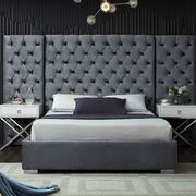 Contemporary gray bed w/ side panels in tufted style main photo