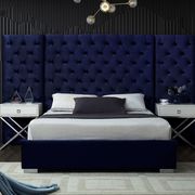 Contemporary navy bed w/ side panels in tufted style main photo