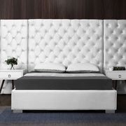 Contemporary white bed w/ side panels in tufted style main photo