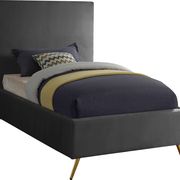 Gray velvet casual style bed w/ gold & silver legs main photo