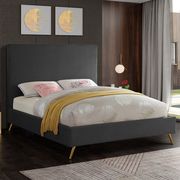 Gray velvet casual style bed w/ gold & silver legs main photo