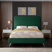 Green velvet casual style king bed w/ gold & silver legs main photo