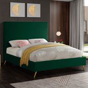 Green velvet casual style bed w/ gold & silver legs main photo