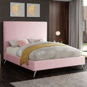 Pink velvet casual style bed w/ gold & silver legs main photo