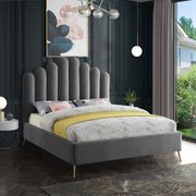 Velvet contemporary floral design queen bed main photo