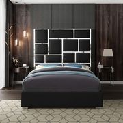 Chrome metal / black leather designer king bed main photo