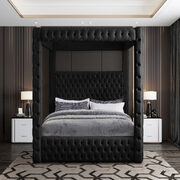 Tufted black velvet stylish canopy king size bed