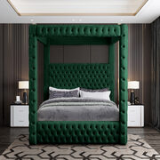 Tufted green velvet stylish canopy king size bed