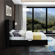 Black velvet deep button tufted velvet fabric full bed