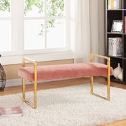 Velvet / gold steel bench in contemporary style main photo