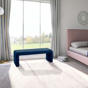 Upholstered navy velvet contemporary bench