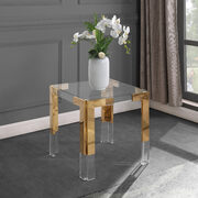 Gold / glass glam style square end table main photo