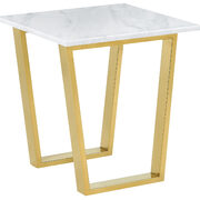 White marble / gold base end table main photo