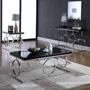 Black glass top / chrome legs modern coffee table main photo